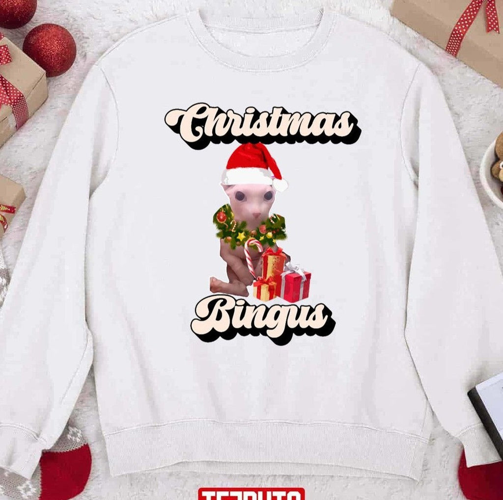 Bingus Meme Funny Beloved Bingus Cat Christmas Unisex Sweatshirt