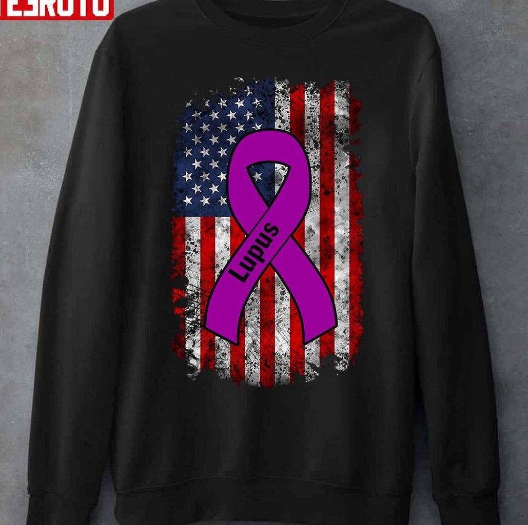 Ribbon Usa Flag National Lupus Awareness Day Unisex T-Shirt
