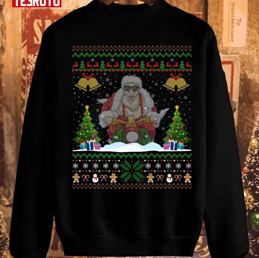 Santa On Motorcycle Christmas Unisex Sweatshirt