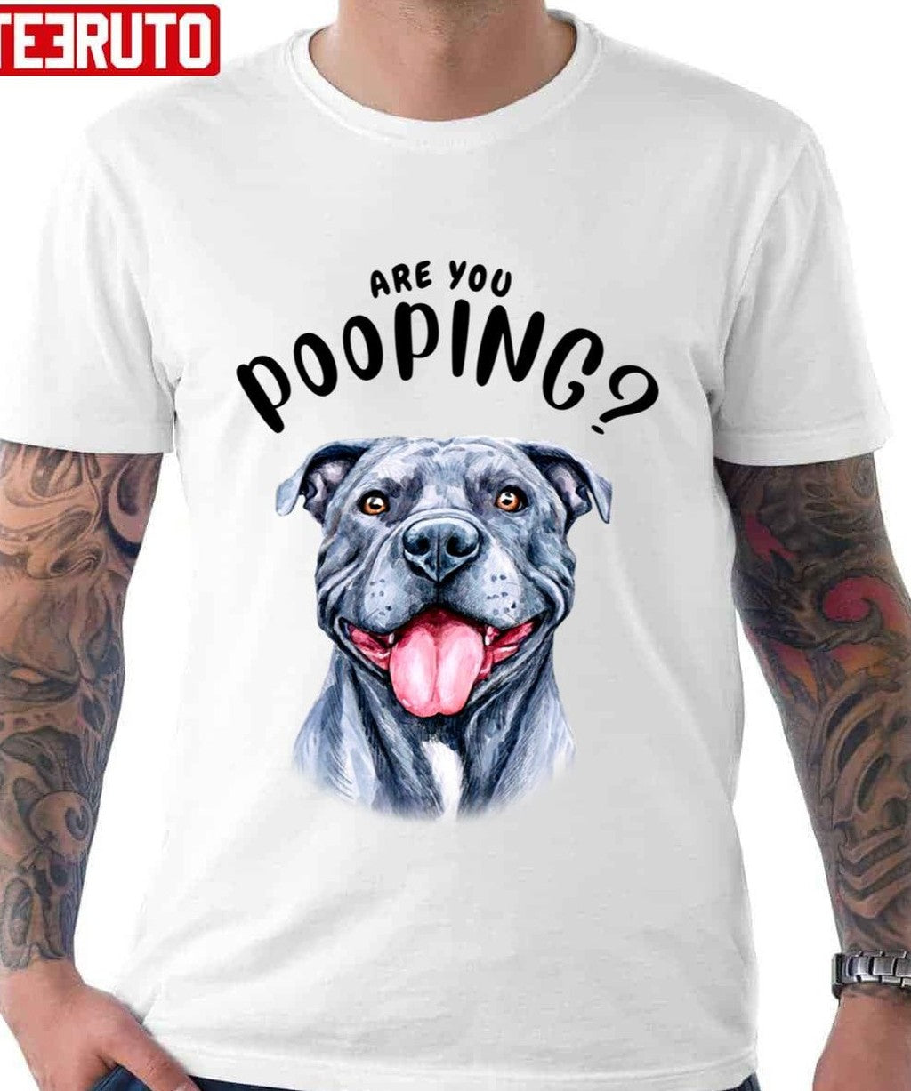 Pitbull Are You Pooping Bathroom Watercolor Unisex T-shirt