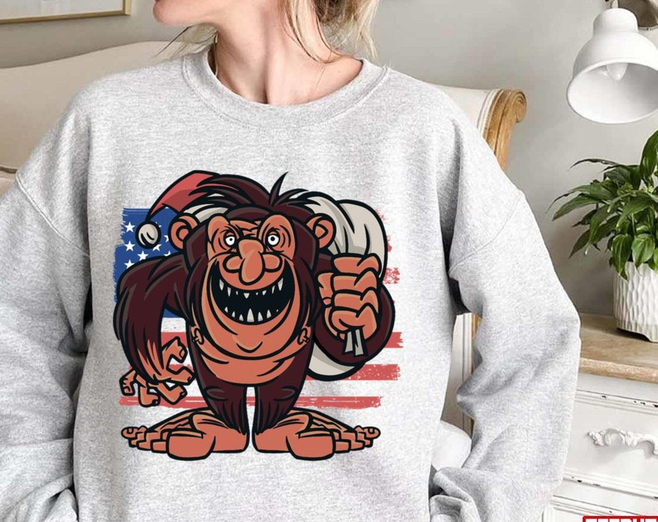 Patriotic American Bigfoot Santa Unisex Sweatshirt