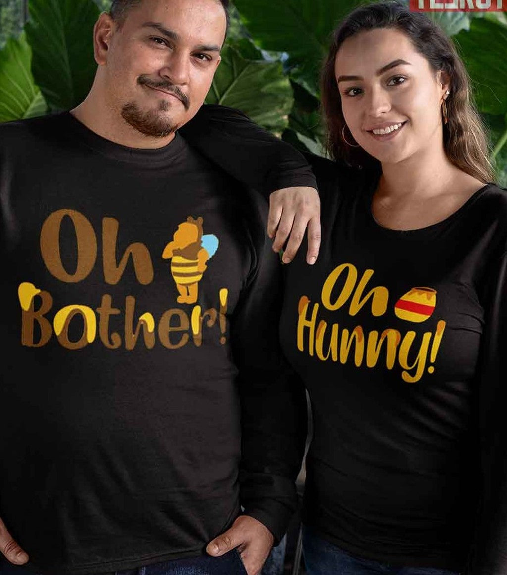 Oh Bother Hunny Bee Valentine Couple Matching Sweatshirt