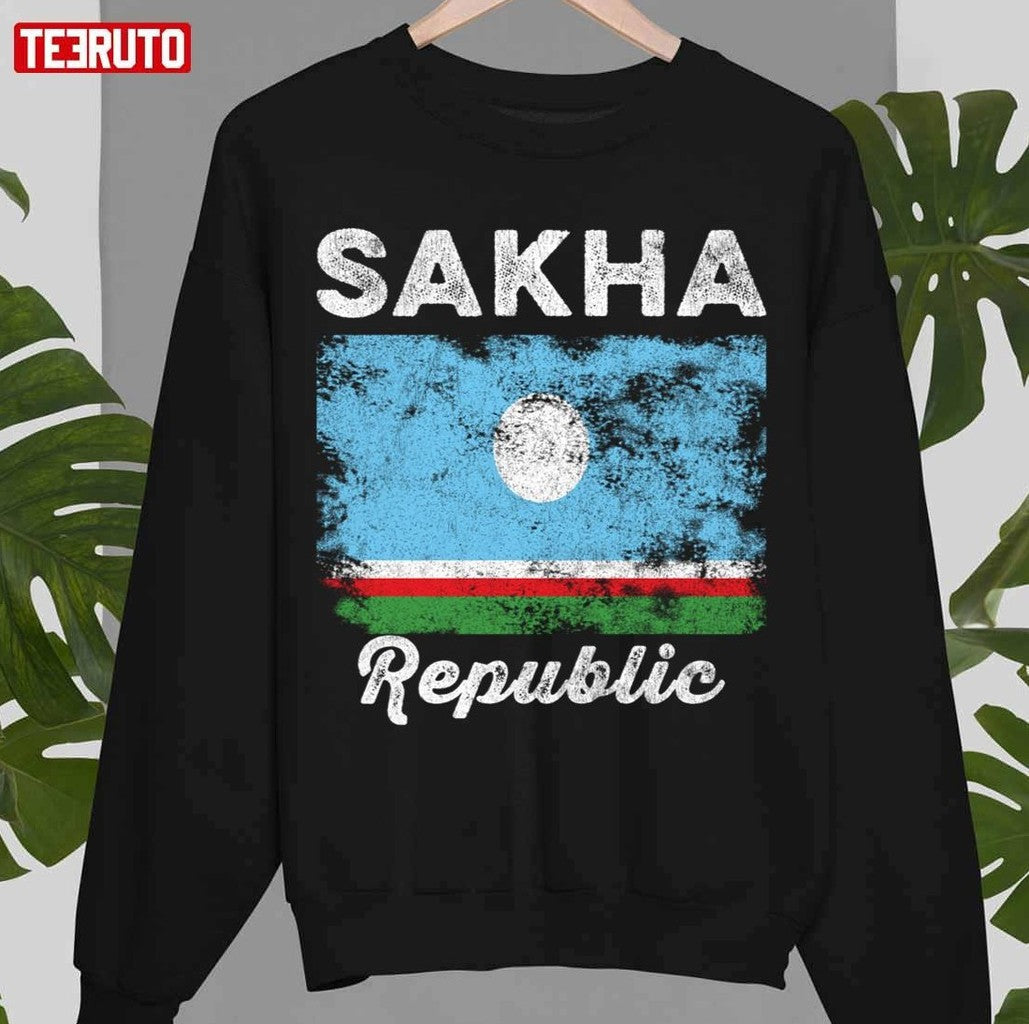 Sakha Republic Flag Vintage Yakutia Flag Unisex Sweatshirt