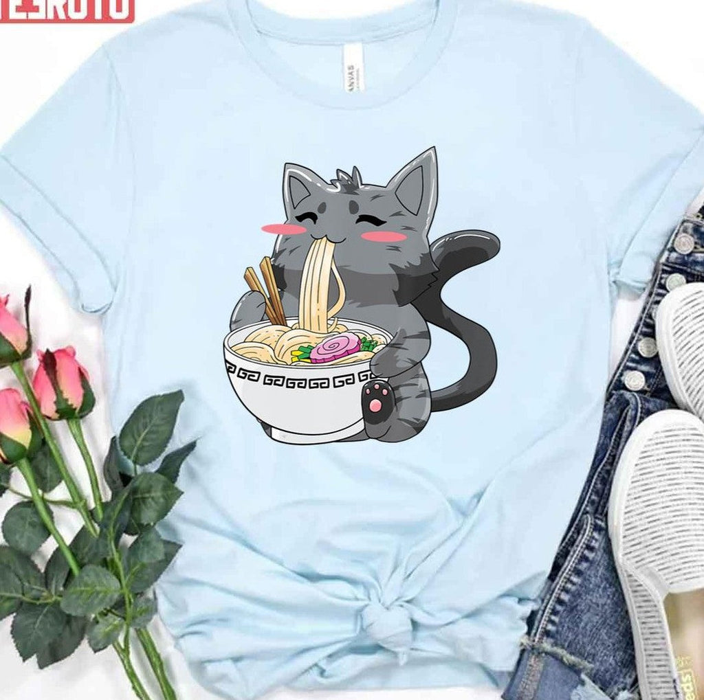 Anime Ramen Cat Kawaii Neko Japanese Noodle Unisex T-Shirt
