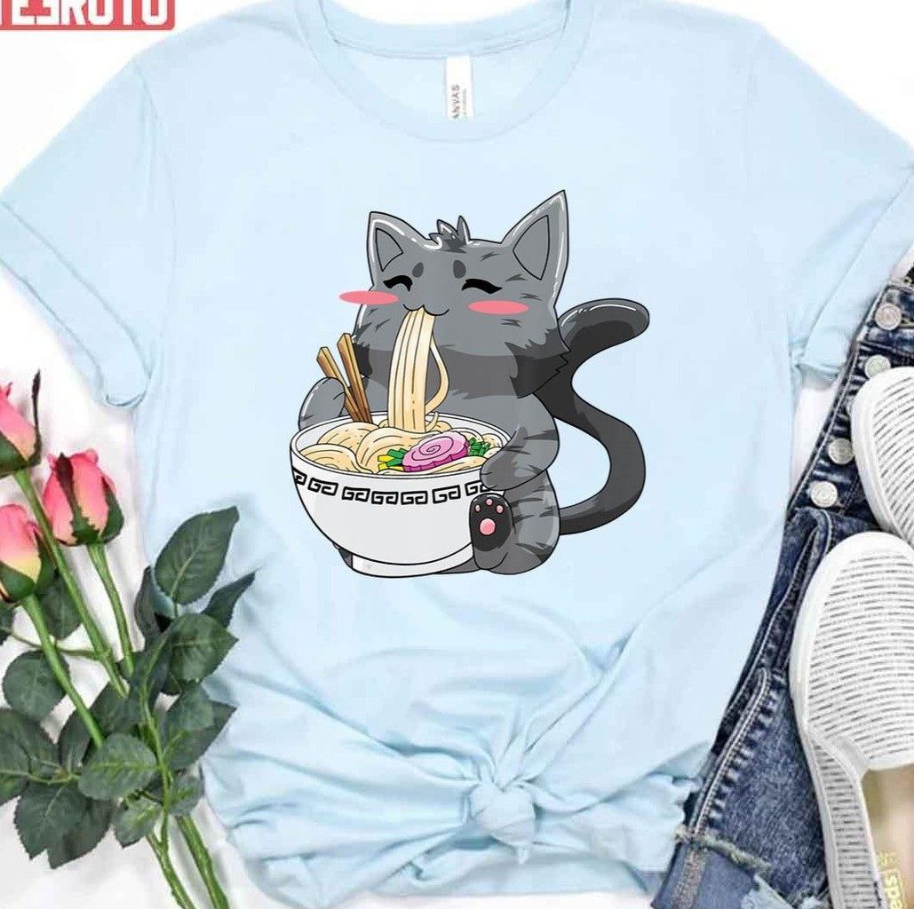 Anime Ramen Cat Kawaii Neko Japanese Noodle Unisex T-Shirt