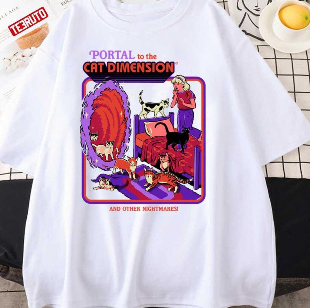 Portal To The Cat Dimension Funny Vintage Kids Art Unisex T-Shirt