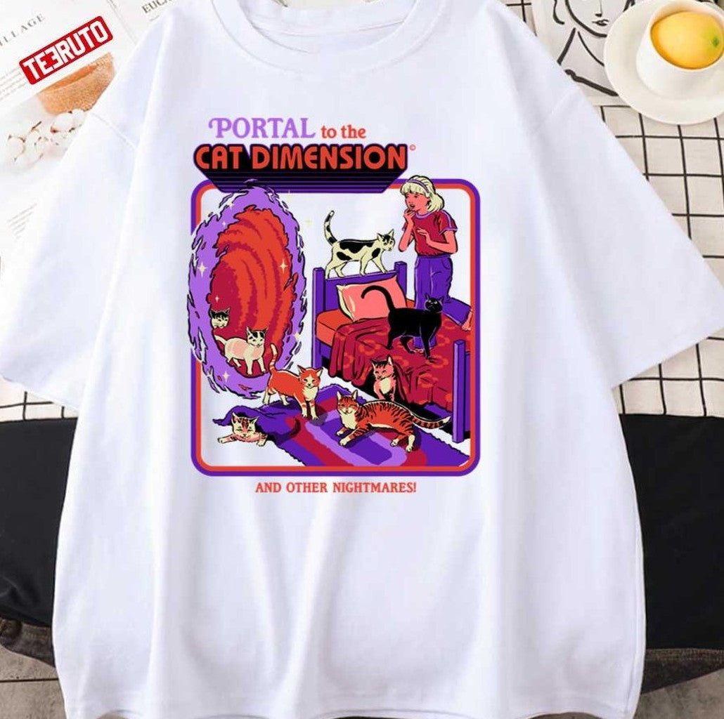 Portal To The Cat Dimension Funny Vintage Kids Art Unisex T-Shirt