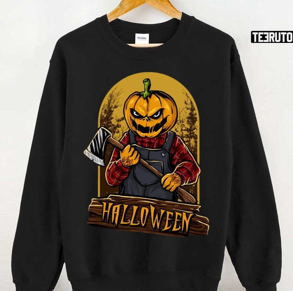 Scary Pumpkin Head Halloween Unisex Sweatshirt