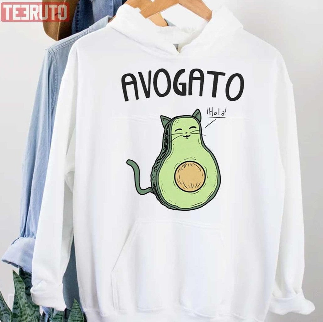 Avogato Funny Avocado Cat Cute Face Unisex Hoodie