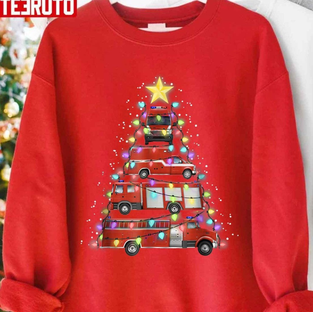 Beautiful Firefighter Christmas Tree Unisex Sweatshirt
