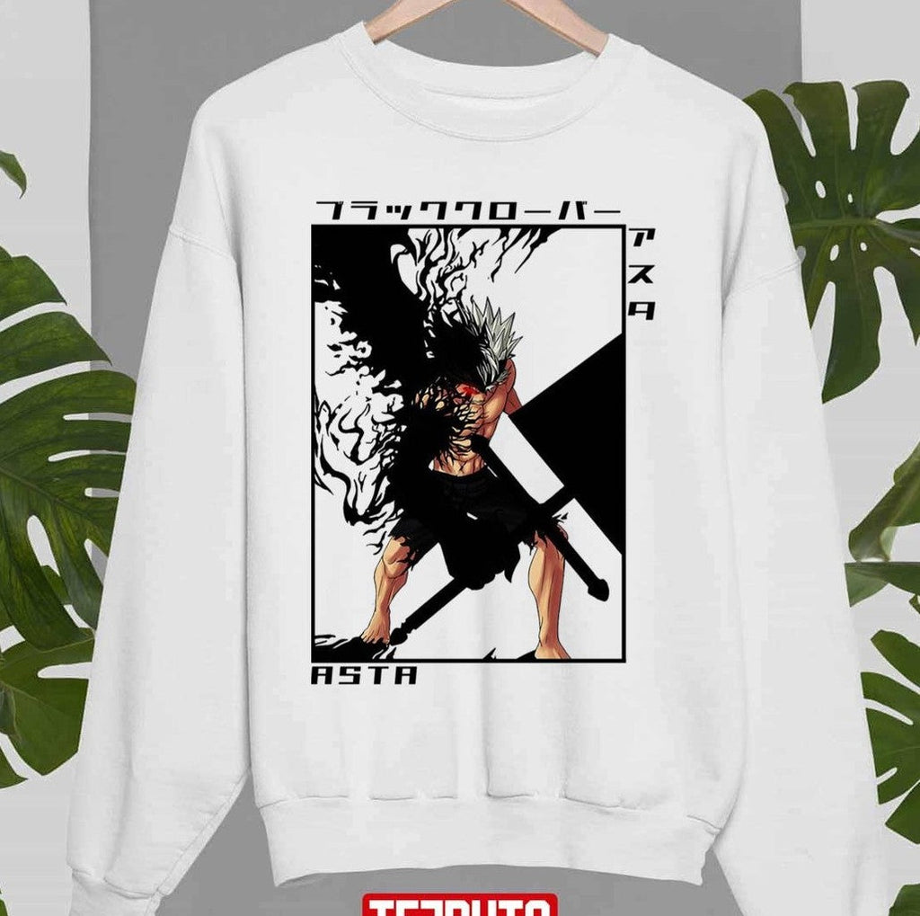 Asta Black Clover Black And White Illustration Unisex Sweatshirt