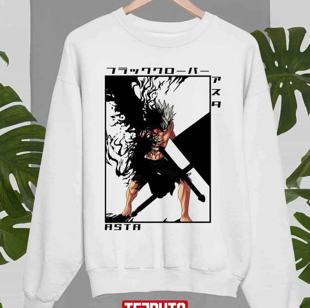 Asta Black Clover Black And White Illustration Unisex Sweatshirt