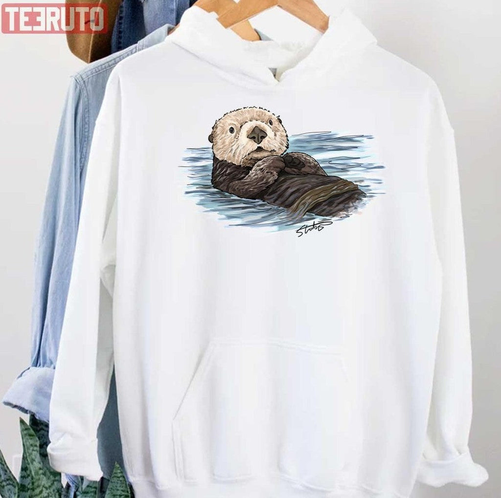 Sea Otter Sketch Aesthetic Art Unisex Hoodie