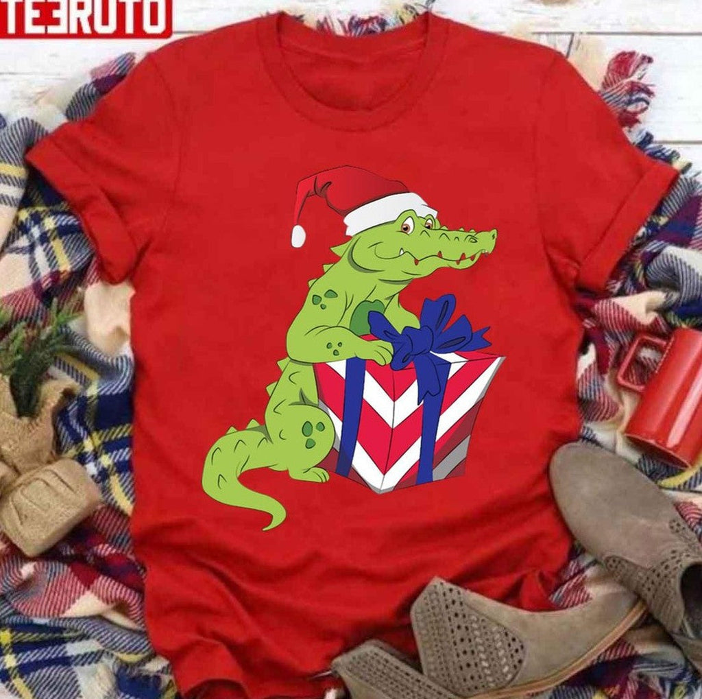 Santa Crocodile With Box Unisex Sweatshirt