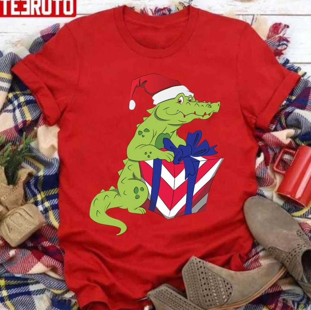 Santa Crocodile With Box Unisex Sweatshirt