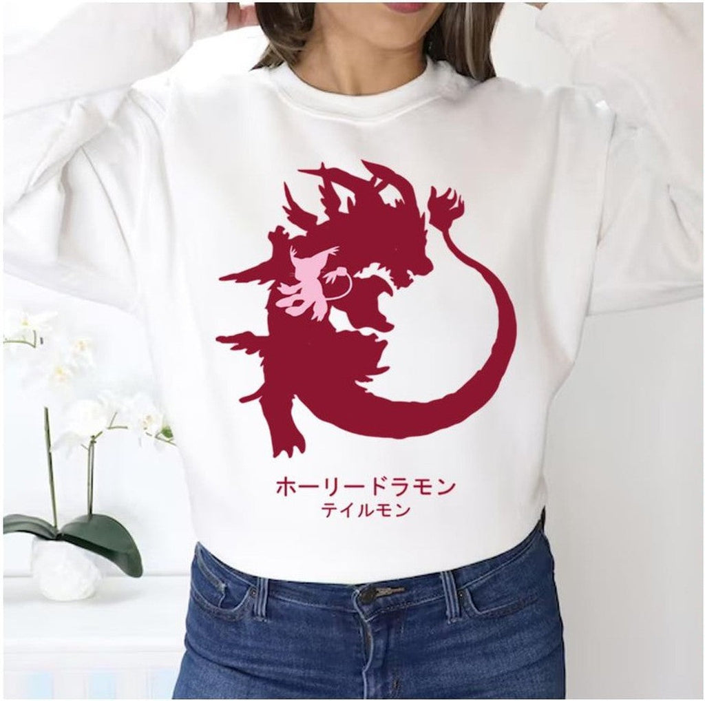 Tailmon Siluet Mega Evolution Digimon Unisex Sweatshirt