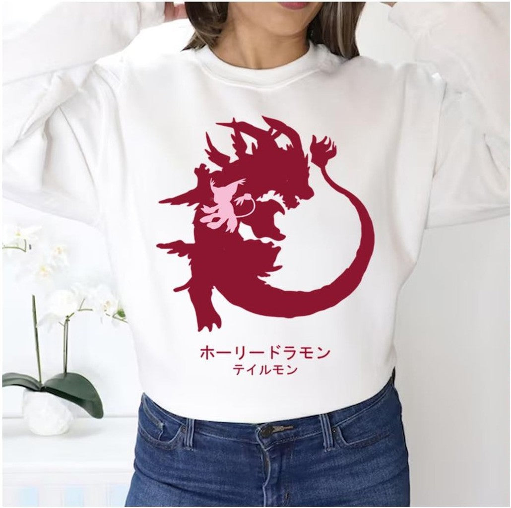 Tailmon Siluet Mega Evolution Digimon Unisex Sweatshirt