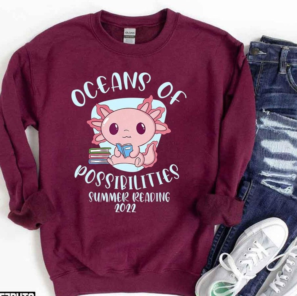 Axolotl Oceans Of Possibilities Summer Reading Unisex T-Shirt