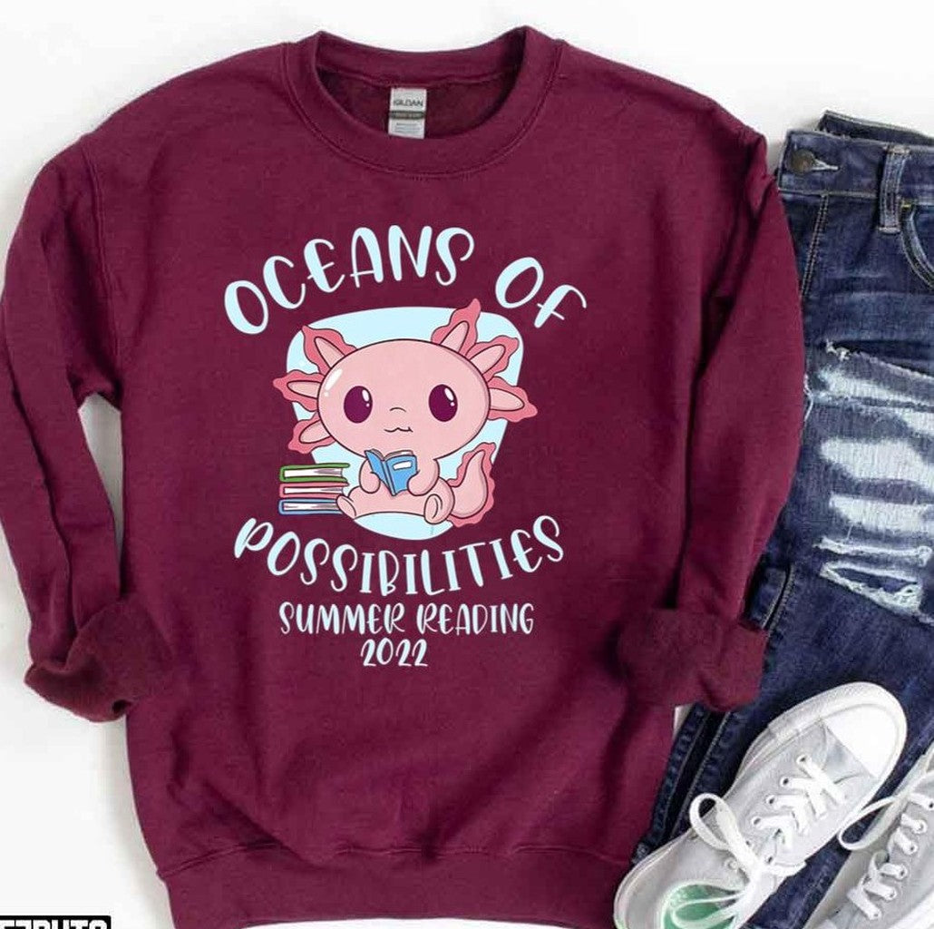 Axolotl Oceans Of Possibilities Summer Reading Unisex T-Shirt