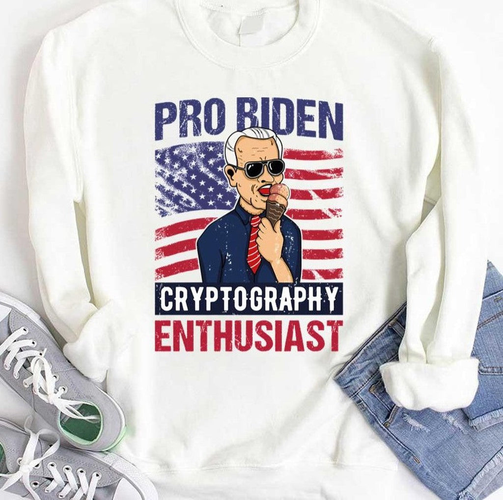 Pro Biden Cryptography Enthusiast Americab Flag Unisex T-Shirt