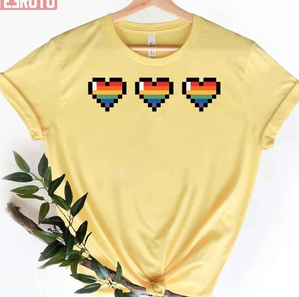 Pride Flag Hearts Gay Unisex T-Shirt