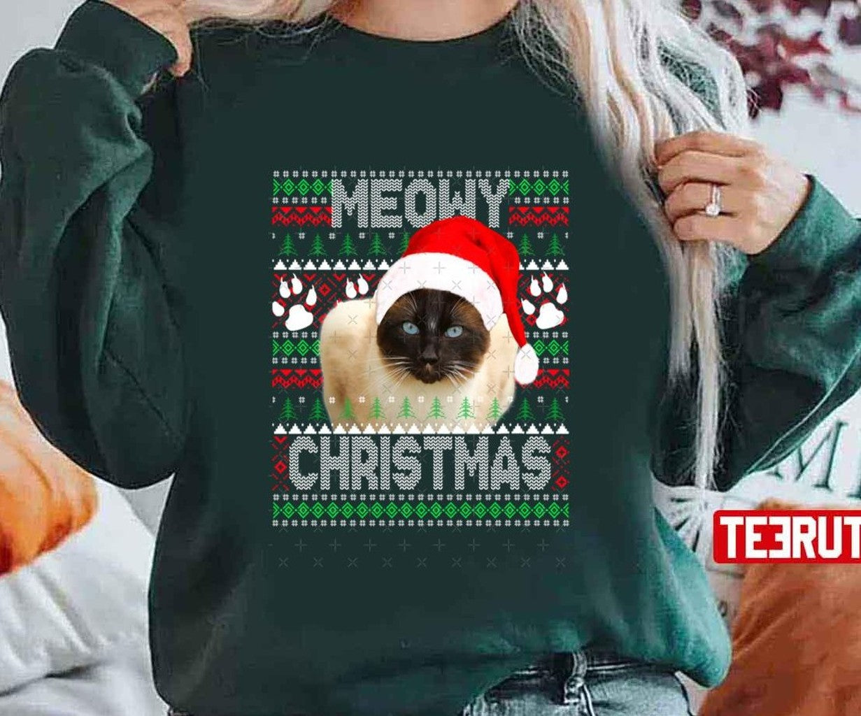 Siamese Cat Meowy Christmas Unisex Sweatshirt