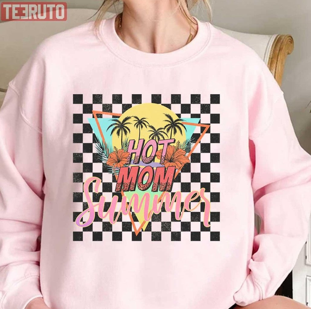 Retro Hot Mom Summer Chess Black And White Pattern Unisex Sweatshirt