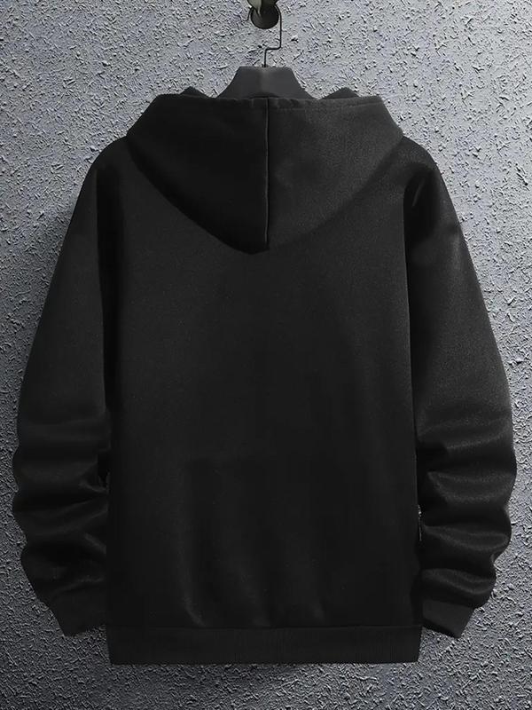 Men's Letter Print Pocket Drawstring Essentials Hoodie, Long Sleeve Sweatshirt, Regular Fit Men's Clothing for Spring & Fall WeekendÂ 