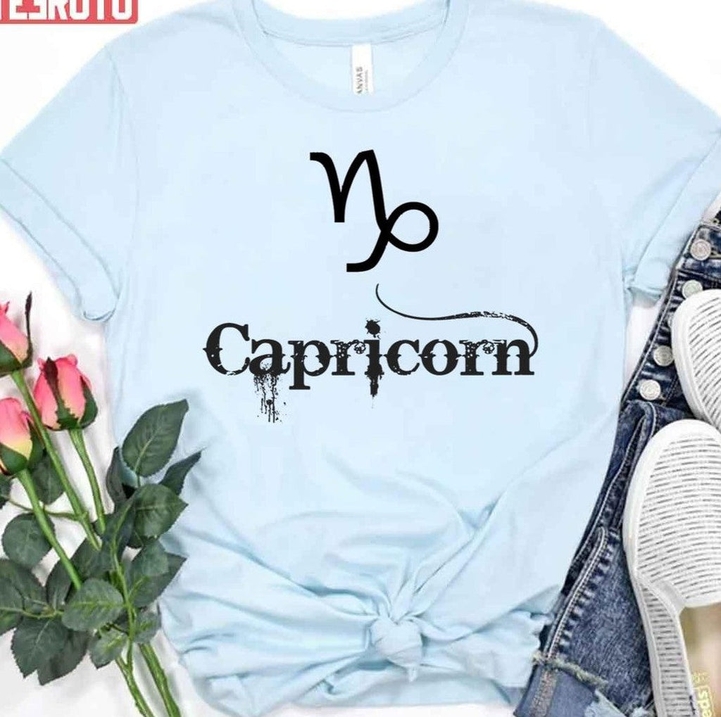 Black Font Capricorn Unisex T-Shirt