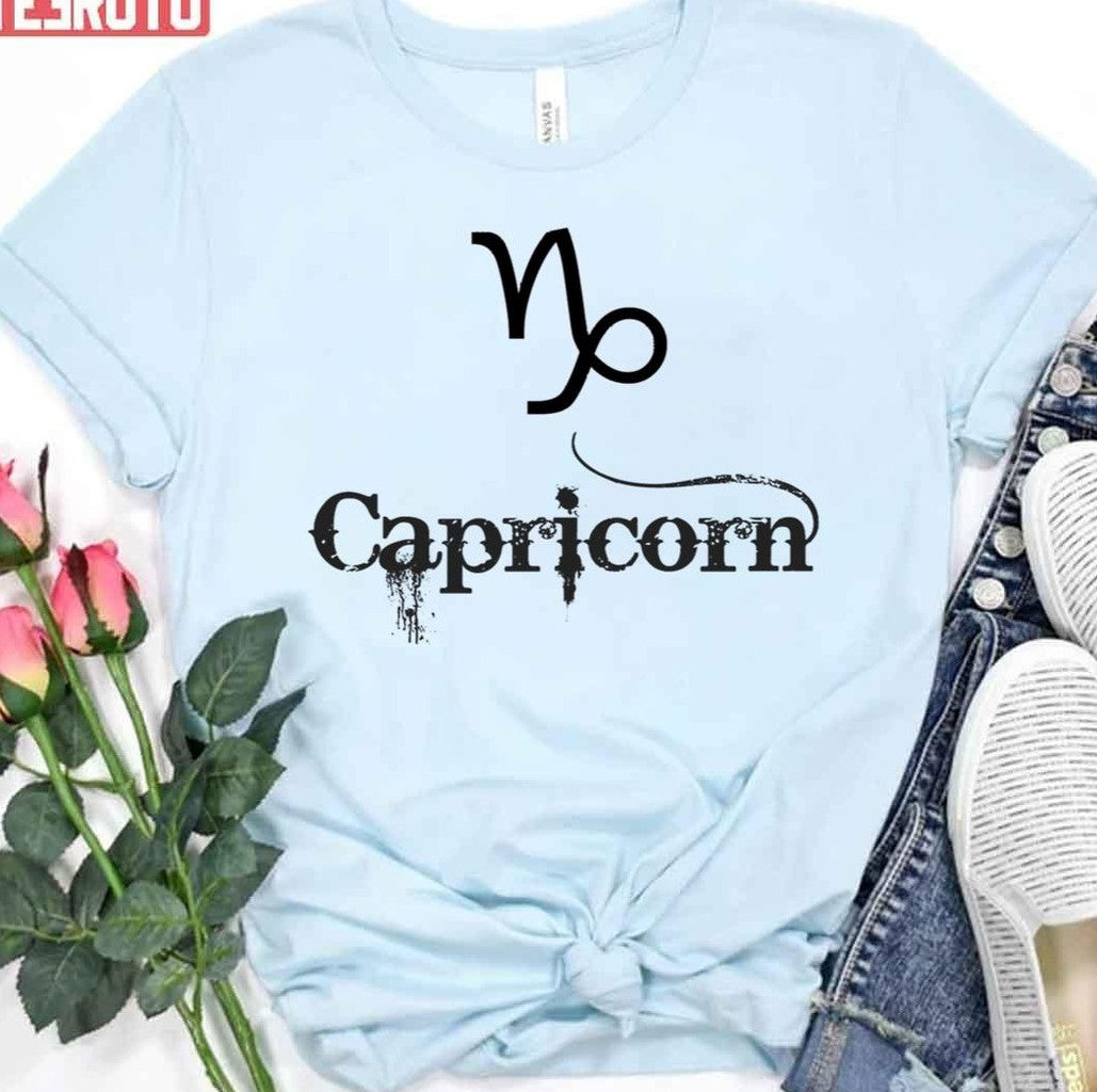 Black Font Capricorn Unisex T-Shirt