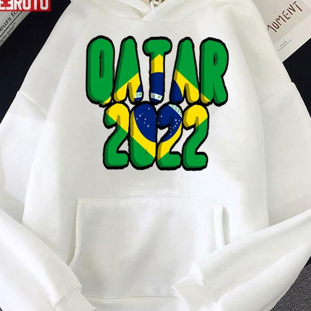 Qatar 2022 Brazil Flag Typo Design Unisex Sweatshirt