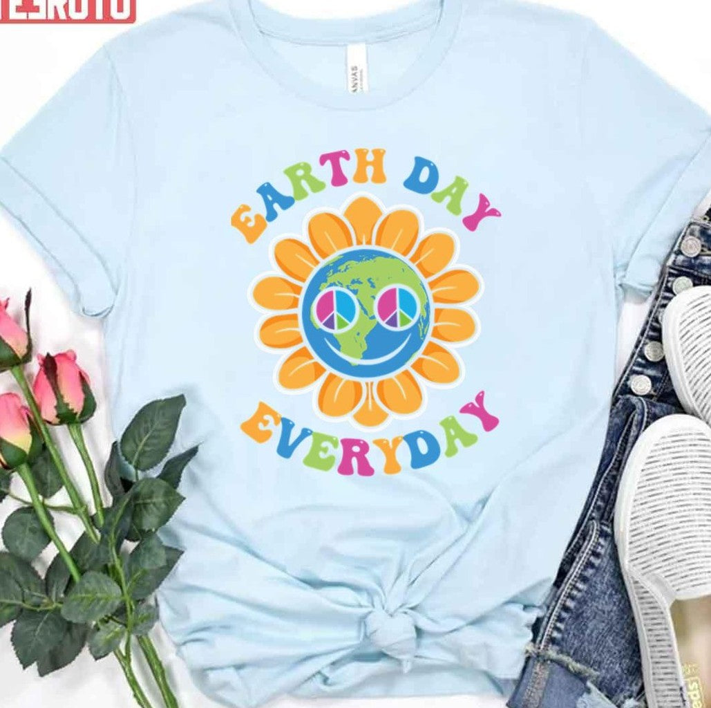 Peace Earth Day Everyday Retro Environmental Cute Flower Unisex T-shirt