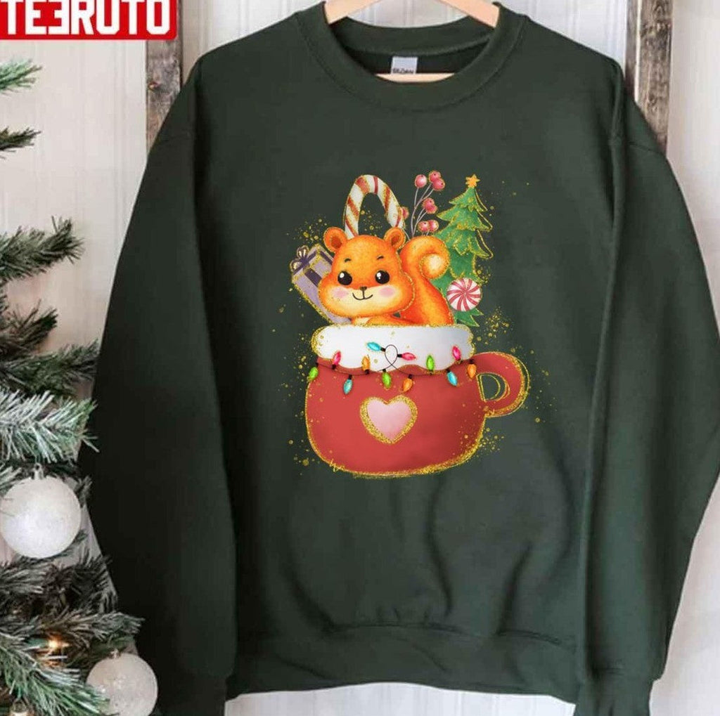 Squirrel In A Cup Merry Christmas Unisex T-shirt