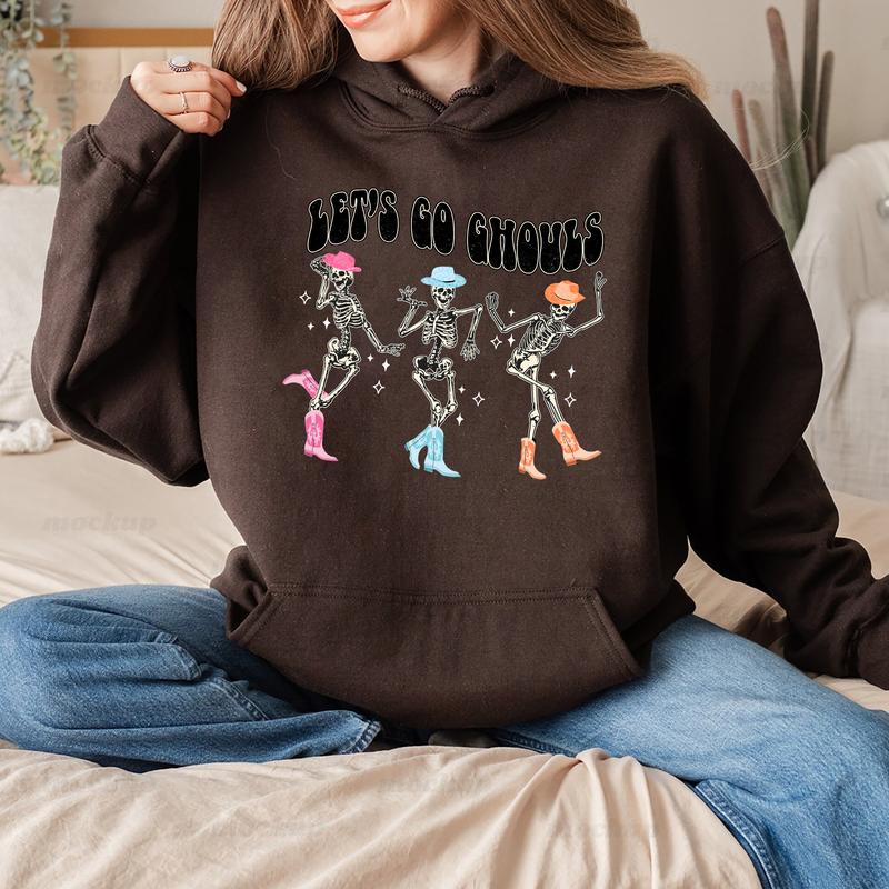 Let's Go Ghouls Dancing Skeleton Ghost Sweatshirt Hoodie Tshirt, Halloween 2024 Gifts