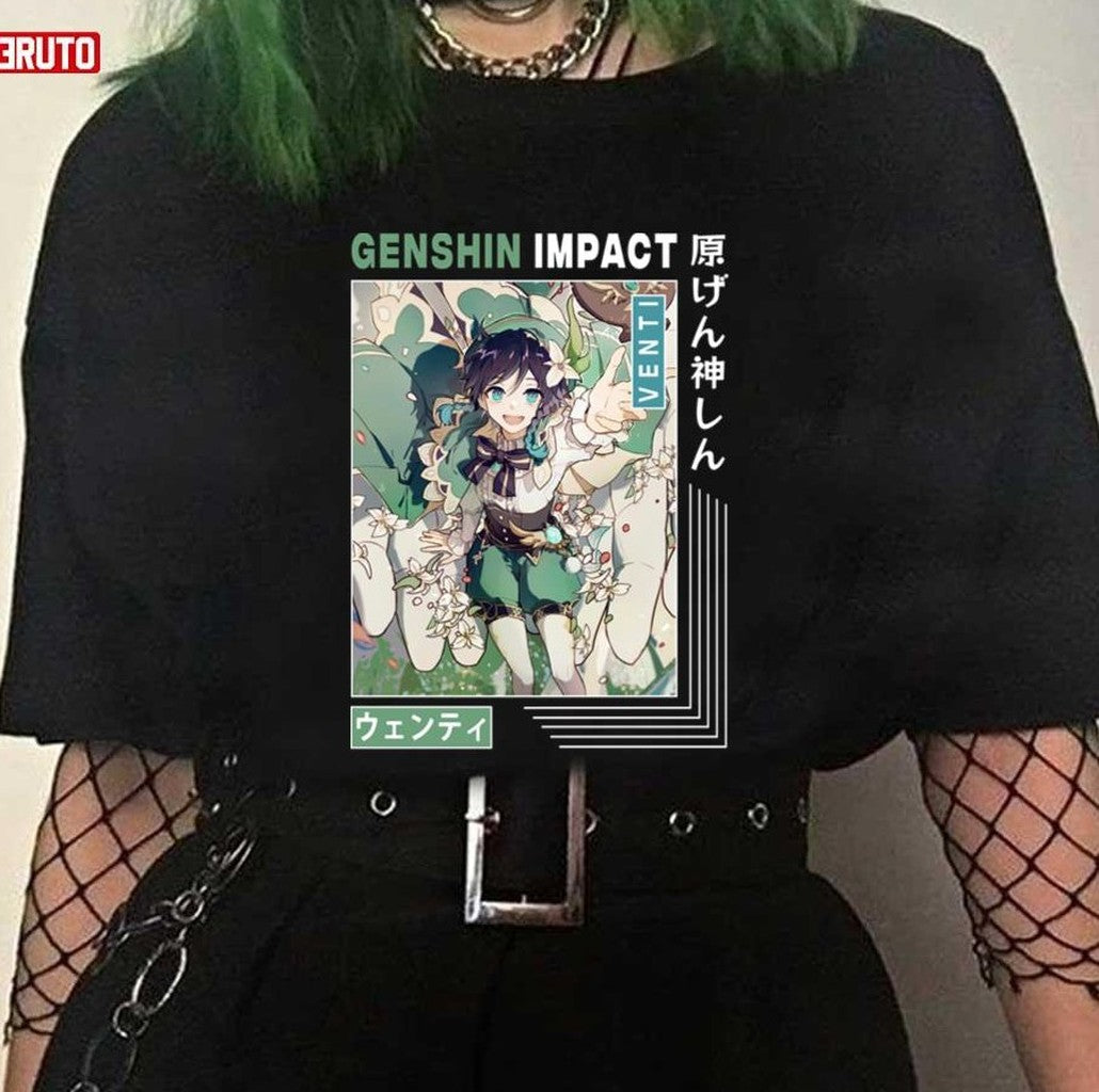 Anemo Character Venti Genshin Impact Vintage Design Unisex T-Shirt