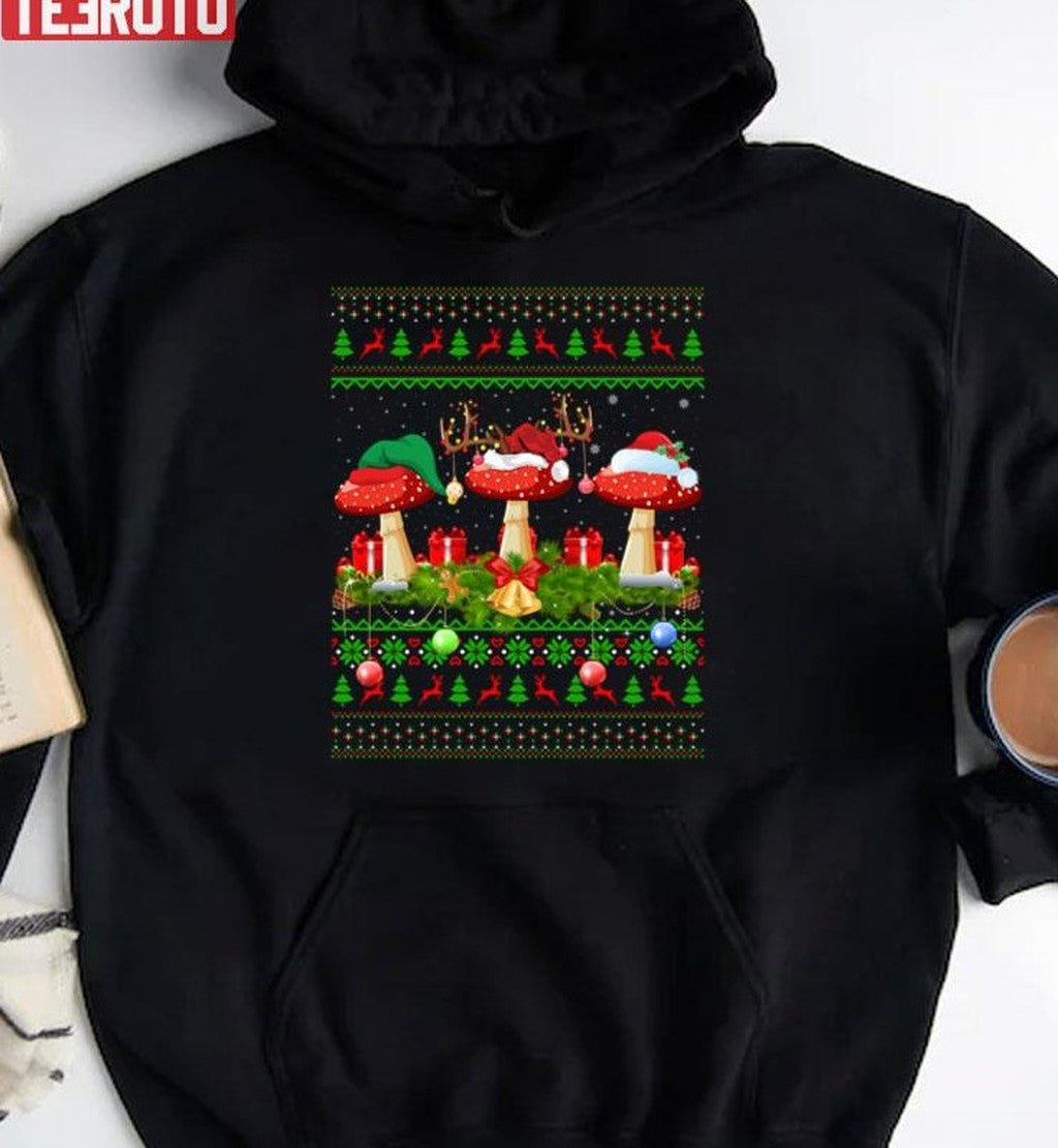 Mushroom Lover Xmas Santa Mushroom Christmas Vintage Unisex Sweatshirt