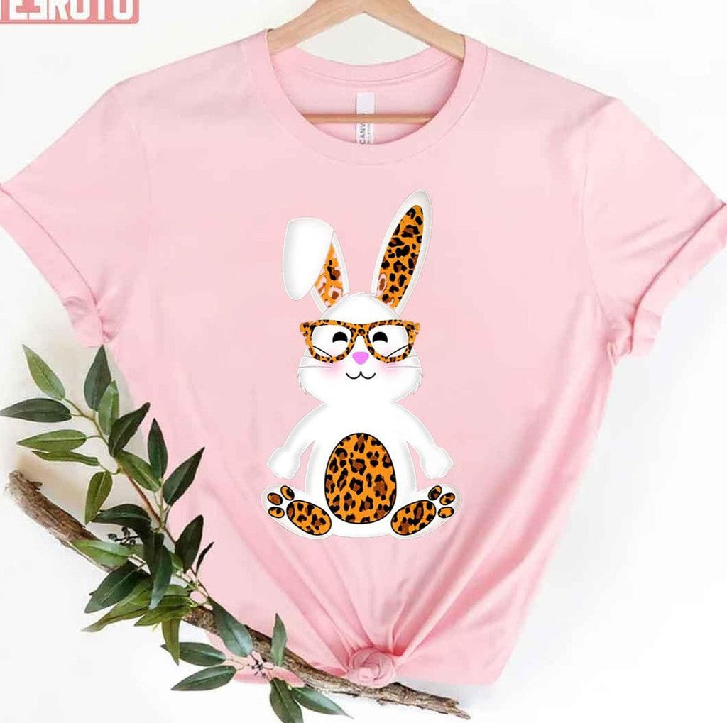 Rabbit With Sunglasses Leopard Cute Easter Egg Women T-Shirt