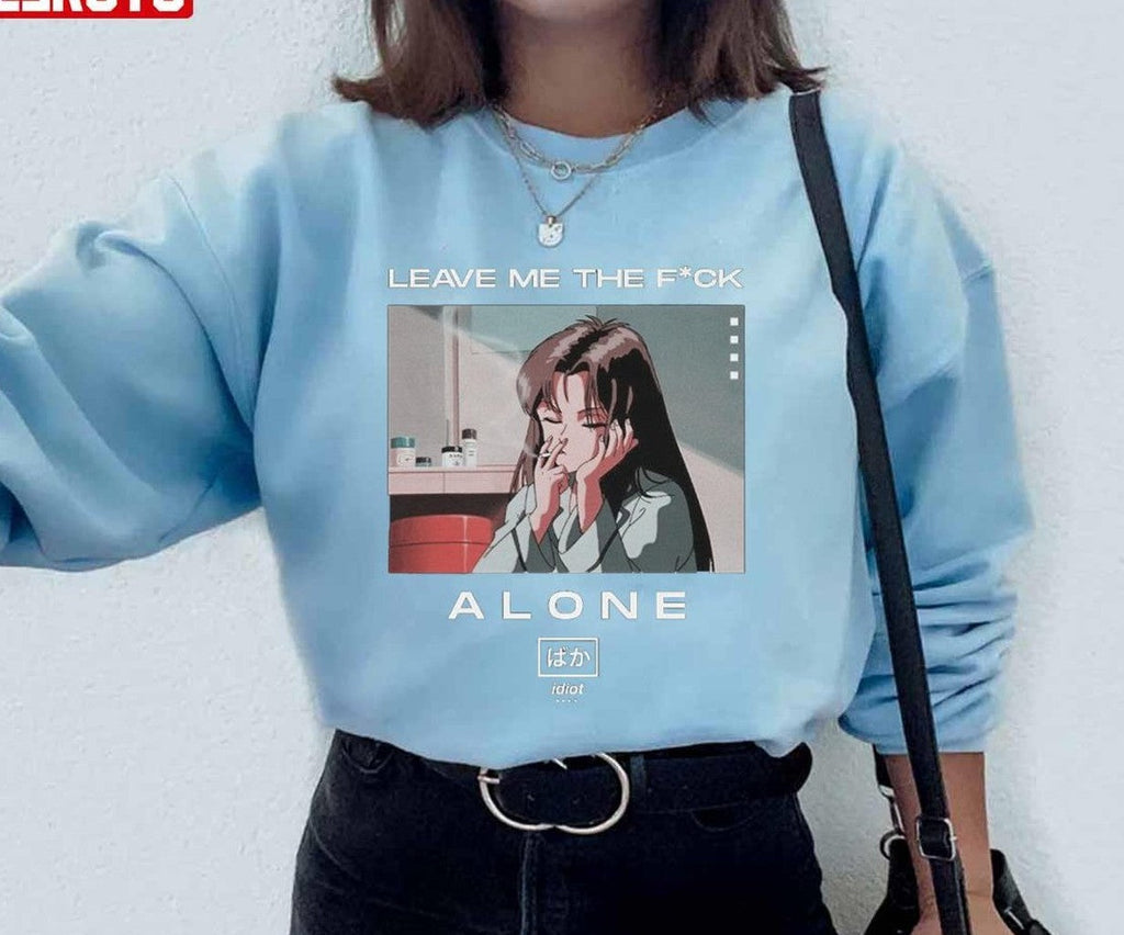 Anime Smoking Leave Me Alone 90s Unisex Sweatshirt