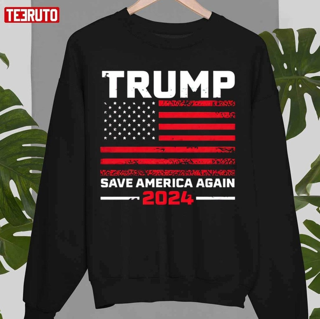 2024 Trump Save America Again Usa Flag Unisex T-Shirt