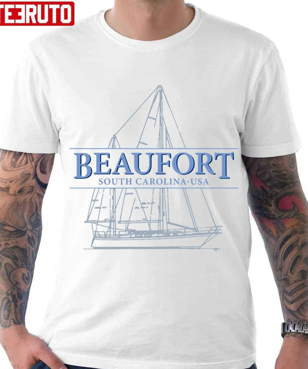 Beaufort South Carolina Souvenir Sailboat Design Unisex T-Shirt