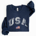 Vintage USA, Retro Flag, America, 4th of July Sweatshirt, Women's Crew Neck, Crewneck Casual Comfort Womenswear ComfortableÂ Graphic