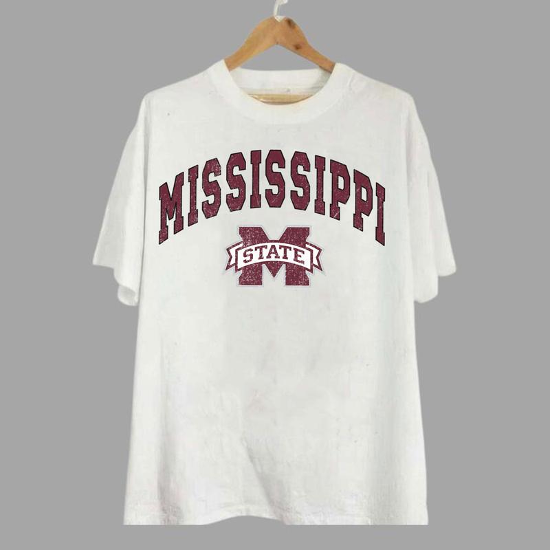 Mississippi State Bulldogs Vintage Football NCAA Sweatshirt  University Crewneck for Game Day  Unisex Cotton Tops