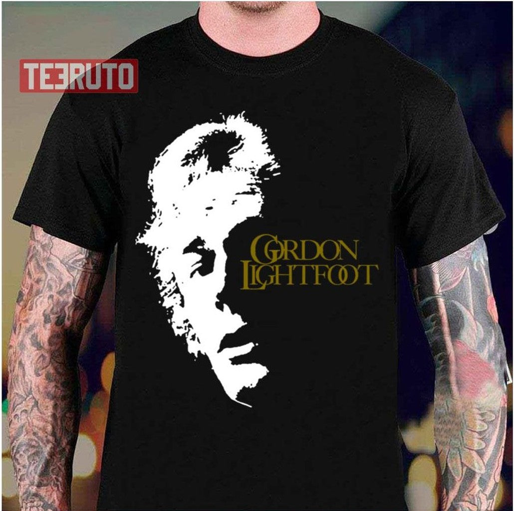 Black And White Gordon Lightfoot Silhouette Unisex T-Shirt