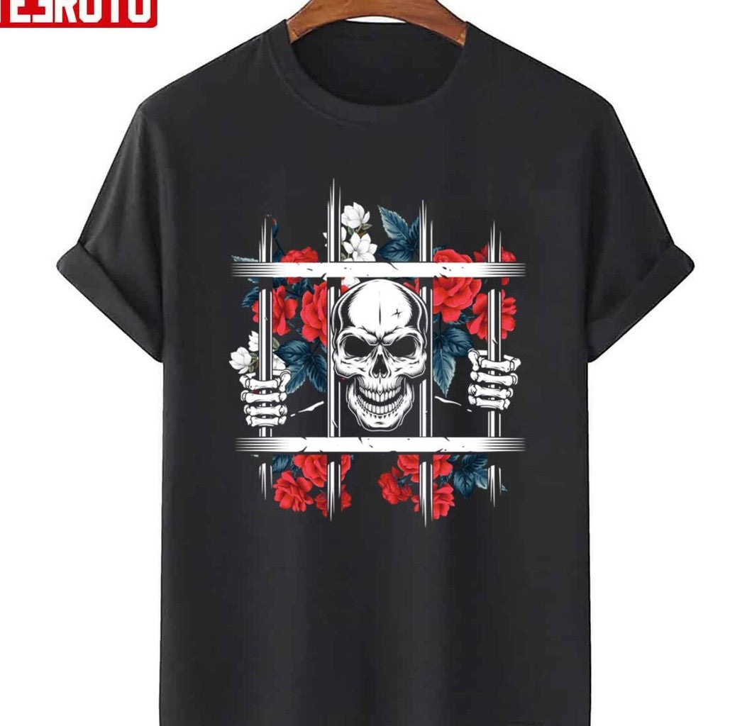 Prison Skeleton Flowers Skull Unisex T-Shirt Unisex T-Shirt