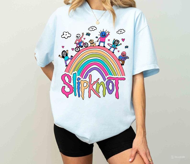 Vintage Rainbow the Slipknot Band Shirt, Slipknot 90s Records Rock Casual Cotton