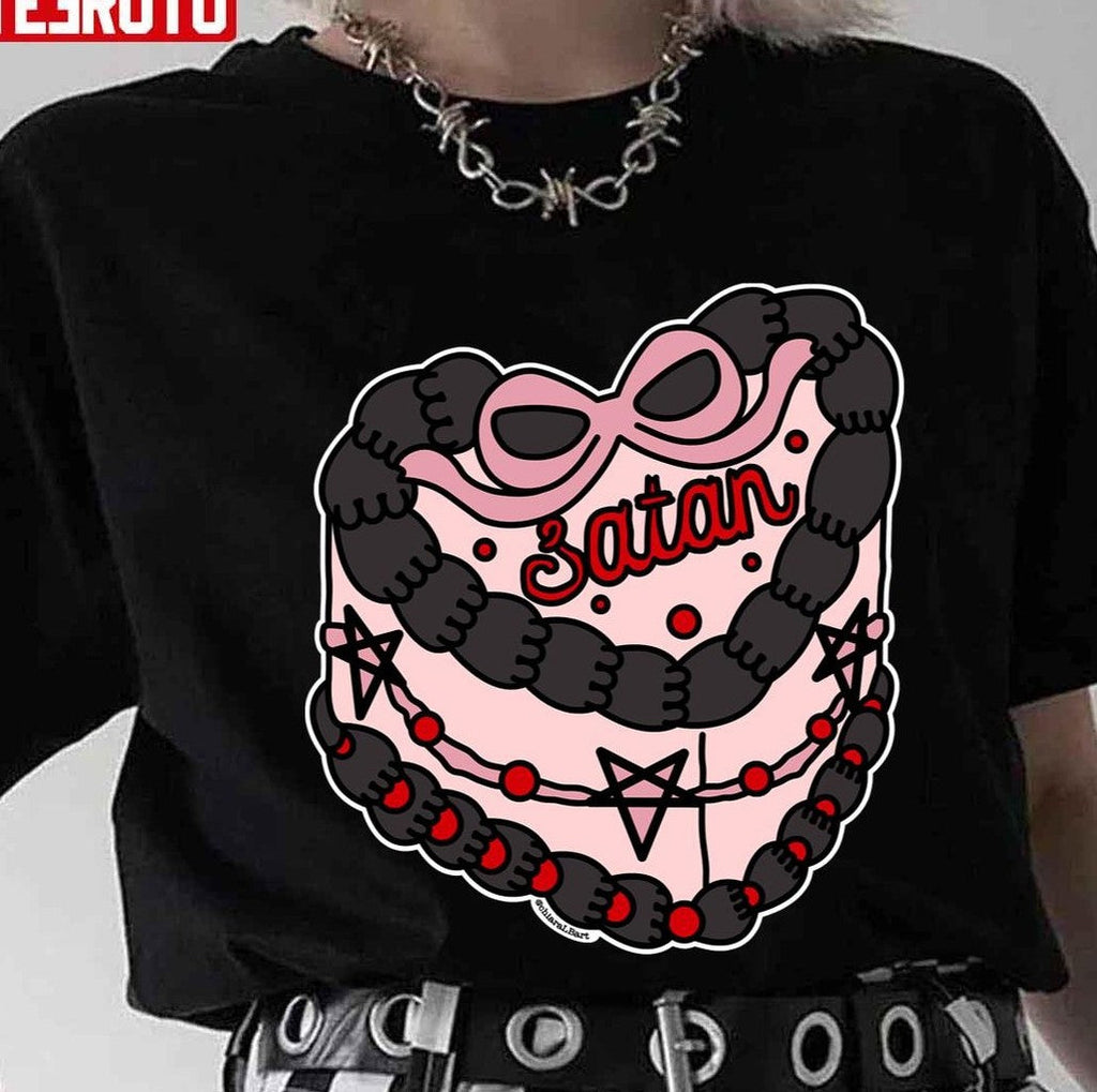Satan Heart Gato Cake Pink Halloween Unisex Sweatshirt