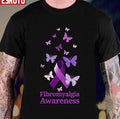 Purple Ribbon Fibromyalgia Awareness Butterflies Unisex T-Shirt