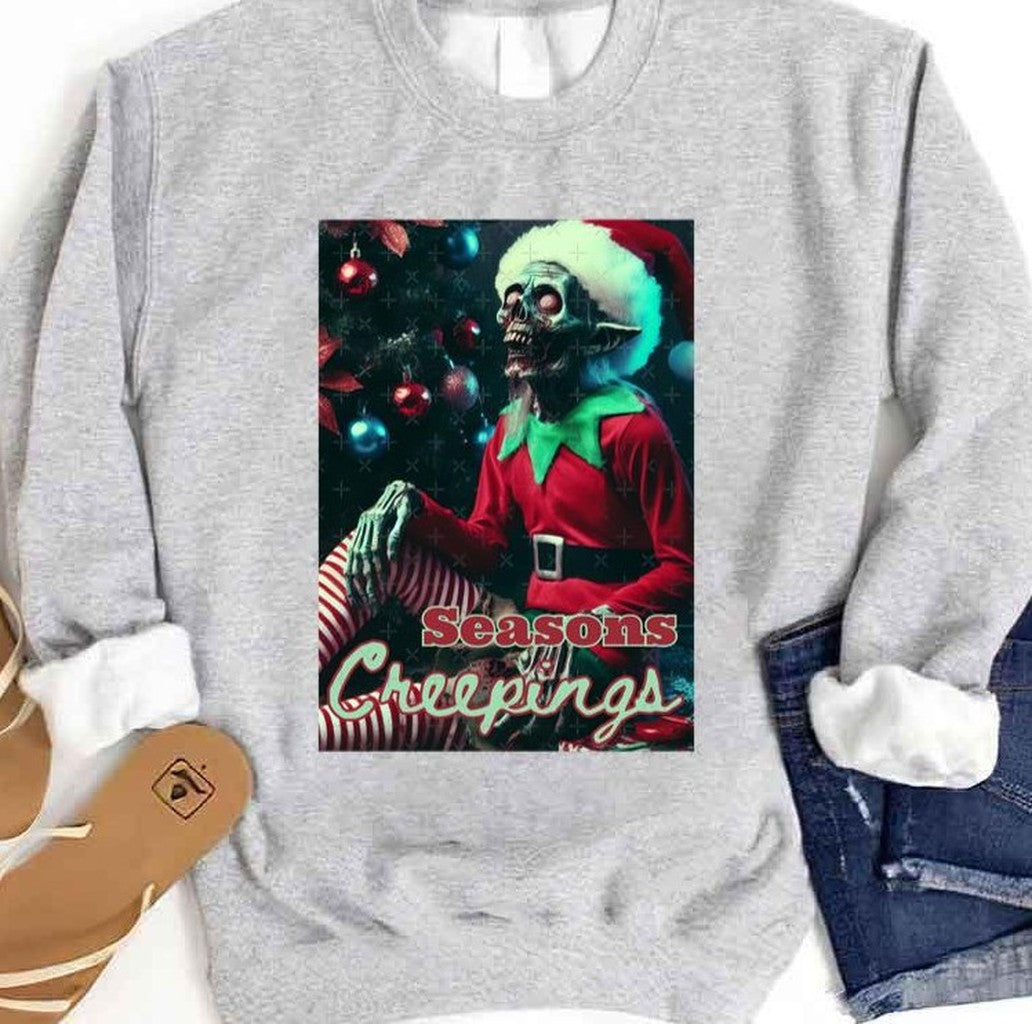 Seasons Creepings Christmas Zombie Elf Unisex Sweatshirt