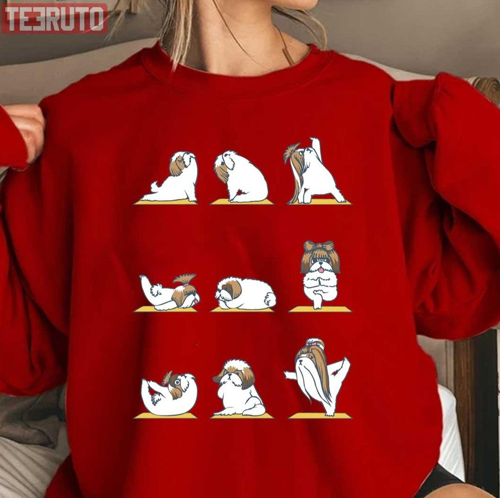 Shih Tzu Doing Yoga Workout Gym And Fitness Unisex Sweatshirt