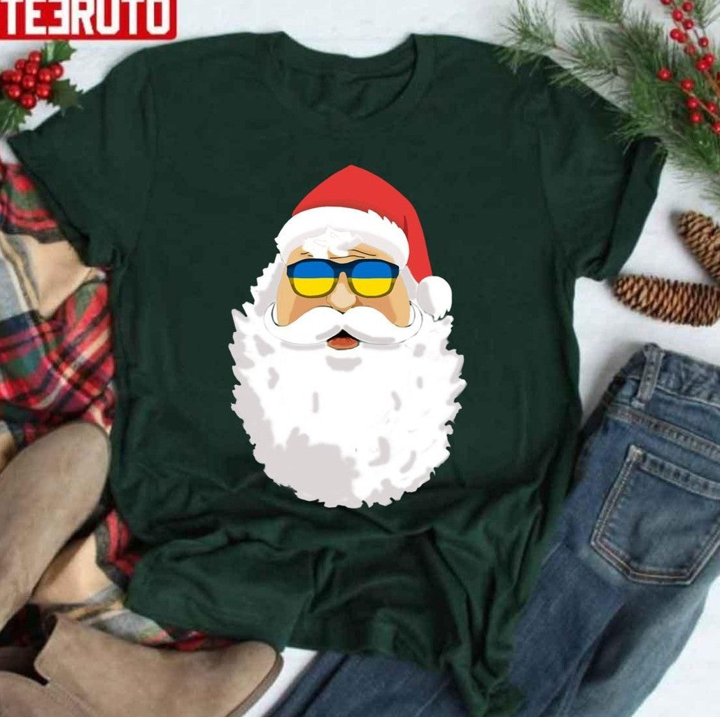 Santa Patriotic Ukraine Sunglasses Christmas Unisex Sweatshirt